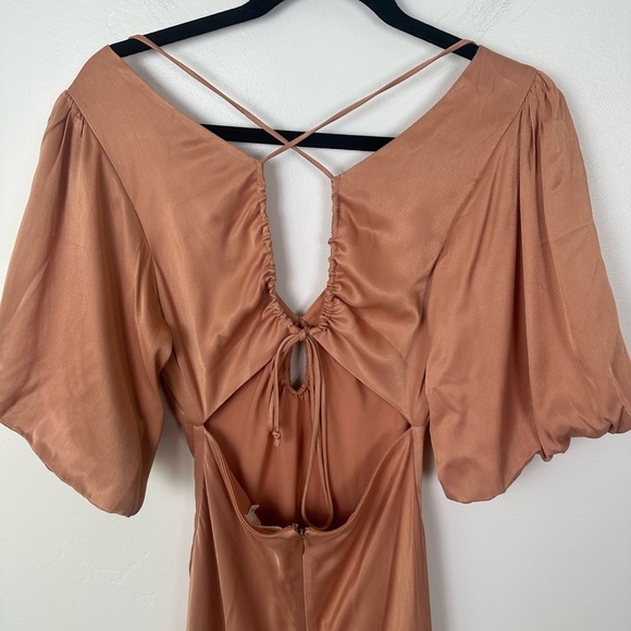 MOS The Label Ethereal Sleeved Keyhole Puff Sleeve Midi Dress Size 4 - Picture 6 of 8